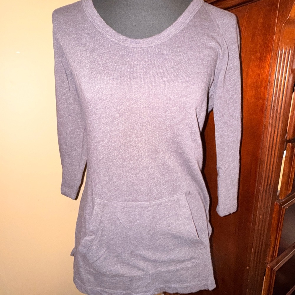James Perse Tunic Top Womens 2‎ Purple Excellent 3/4 Sleeve Pocket